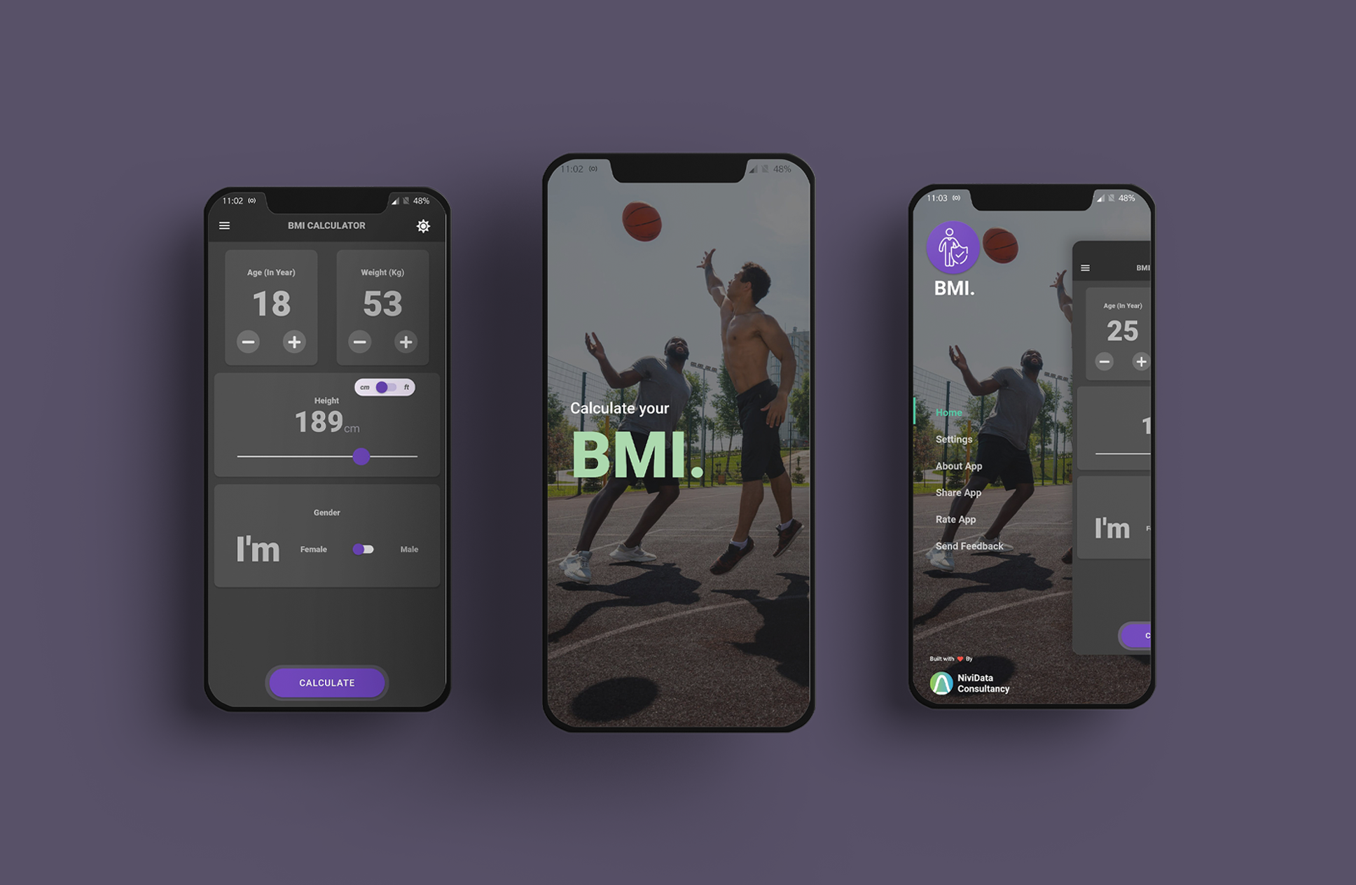BMI calculator — health mobile app for body mass index calculation and wellness tracking