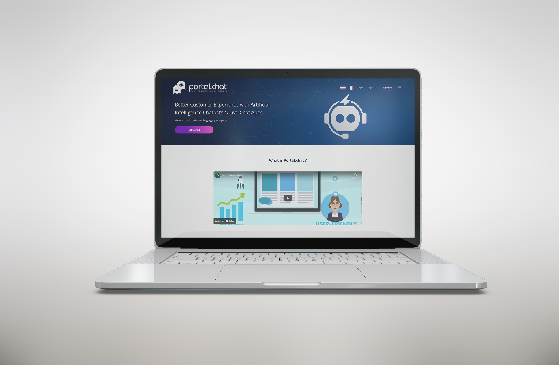 Portal.Chat — live chat and AI chatbot platform dashboard with customer interaction interface